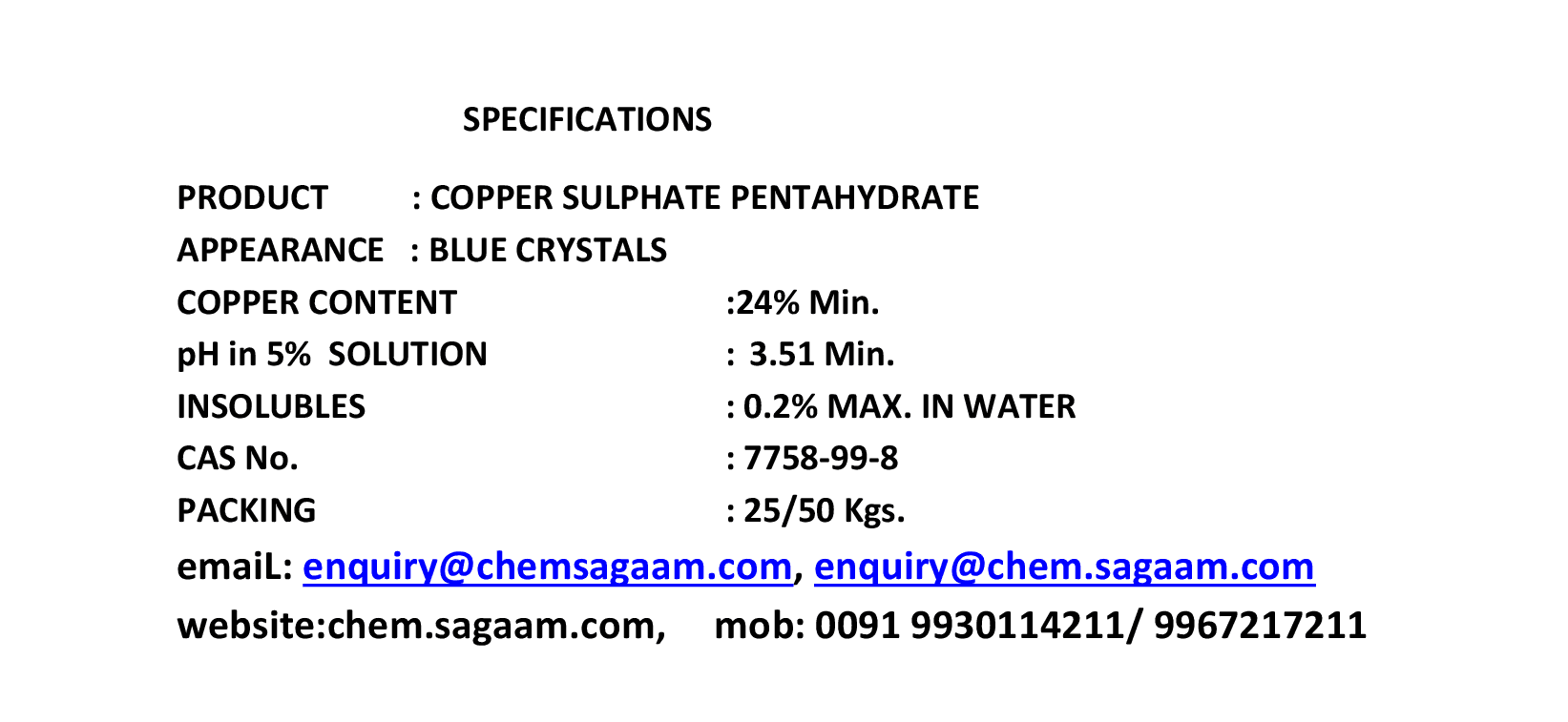 COPPER SULPHATE PENTAHYDRATE